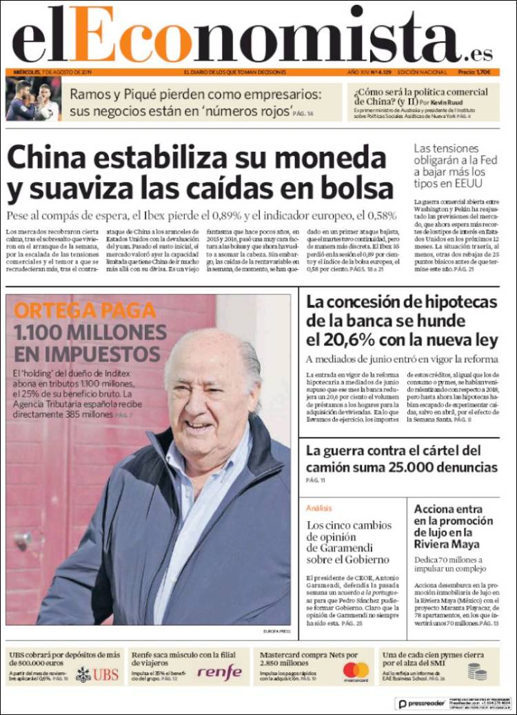 Portada de El Economista (Espa&ntilde;a)