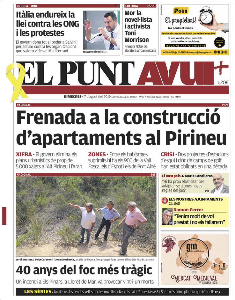 Portada de El Punt Avui (España)