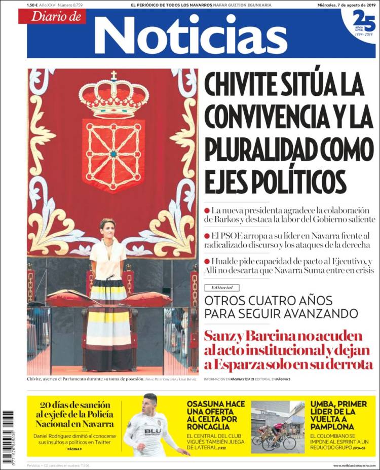 Portada de Noticias de Navarra (España)