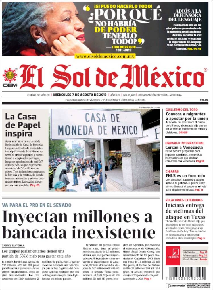 Portada de El Sol de México (Mexico)