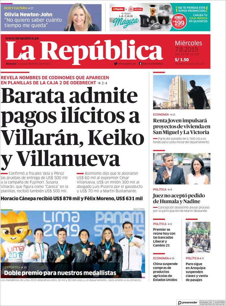 Portada de La Republica (Per&uacute;)