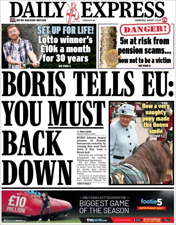 Portada de Daily Express (Reino Unido)