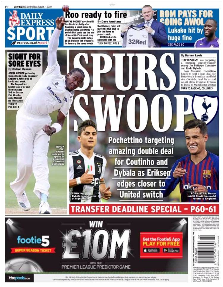 Portada de Express Sport (Reino Unido)