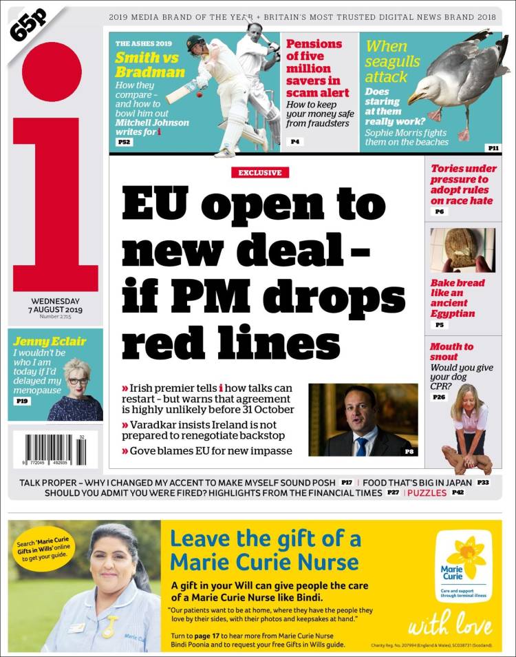 Portada de The i (Reino Unido)