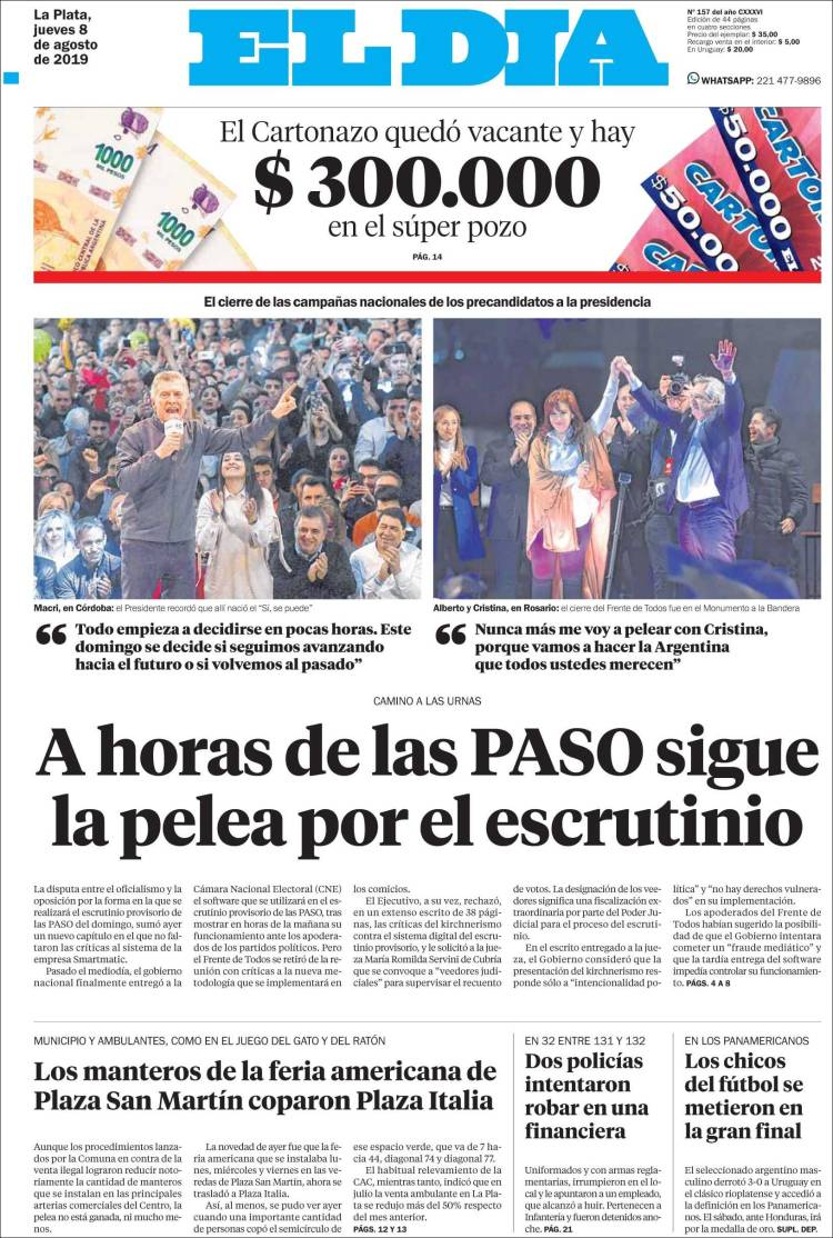 Portada de El Día de la Plata (Argentina)