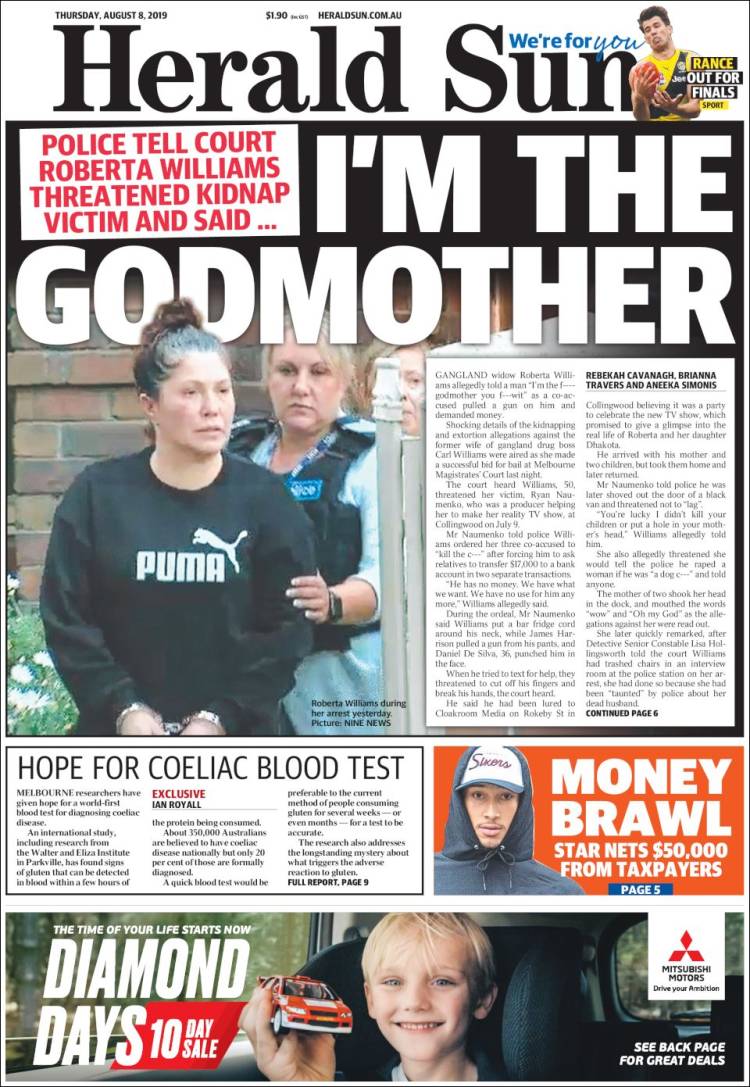 Portada de Herald Sun (Australia)