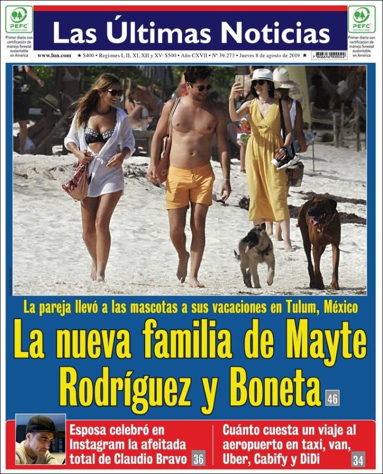 Portada de Las Últimas Noticias (Chile)