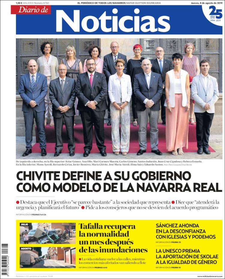 Portada de Noticias de Navarra (España)