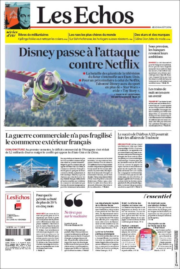 Portada de Les Echos (Francia)