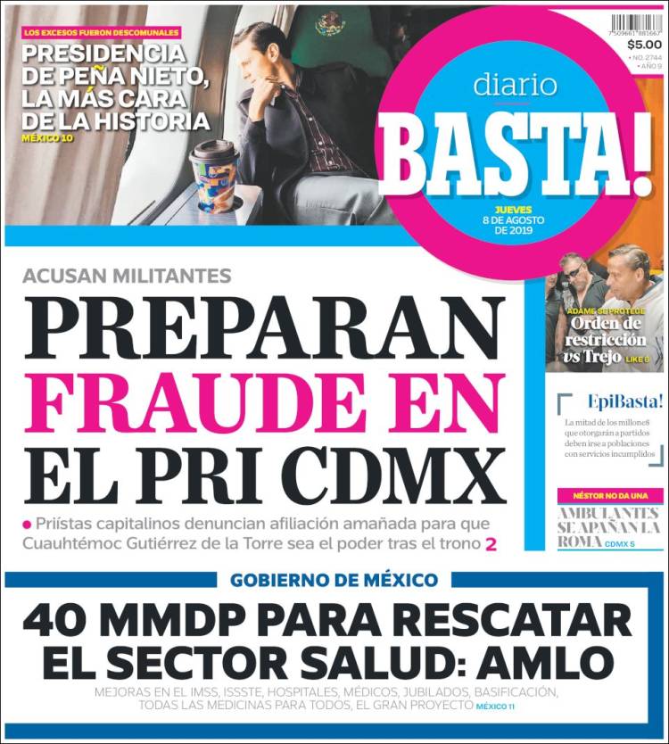 Portada de Diario Basta (M&eacute;xico)
