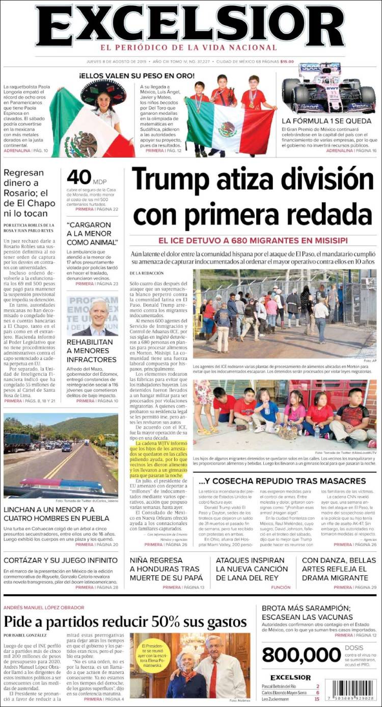 Portada de Excelsior (M&eacute;xico)