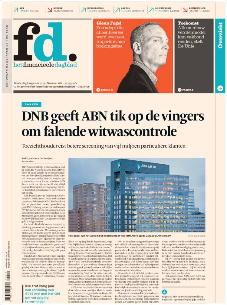 Portada de Het Financieele Dagblad (Pa&iacute;ses Bajos)