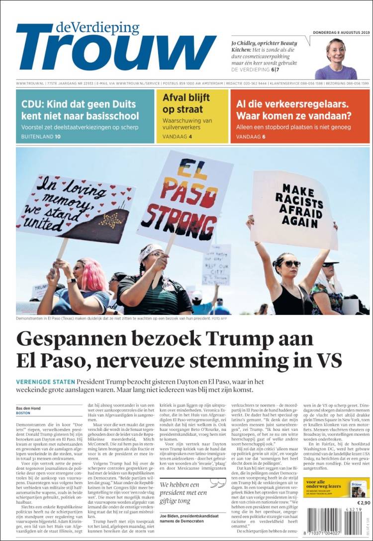 Portada de Trouw (Pa&iacute;ses Bajos)