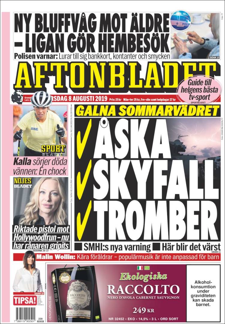 Portada de Aftonbladet (Suecia)