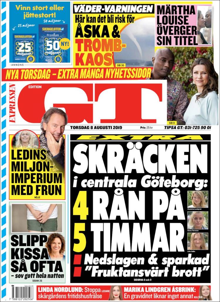 Portada de Göteborgstidningen (Suecia)