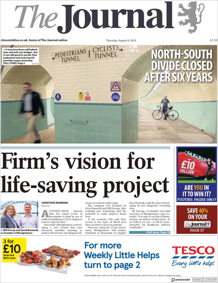 Portada de The Journal (Reino Unido)