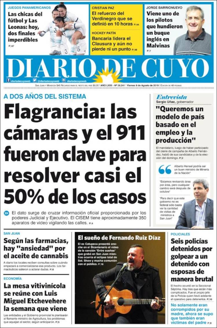 Portada de Diario de Cuyo (Argentina)