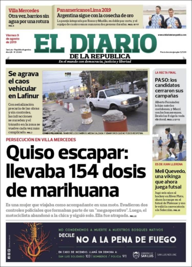 Portada de Diario de la República (Argentina)