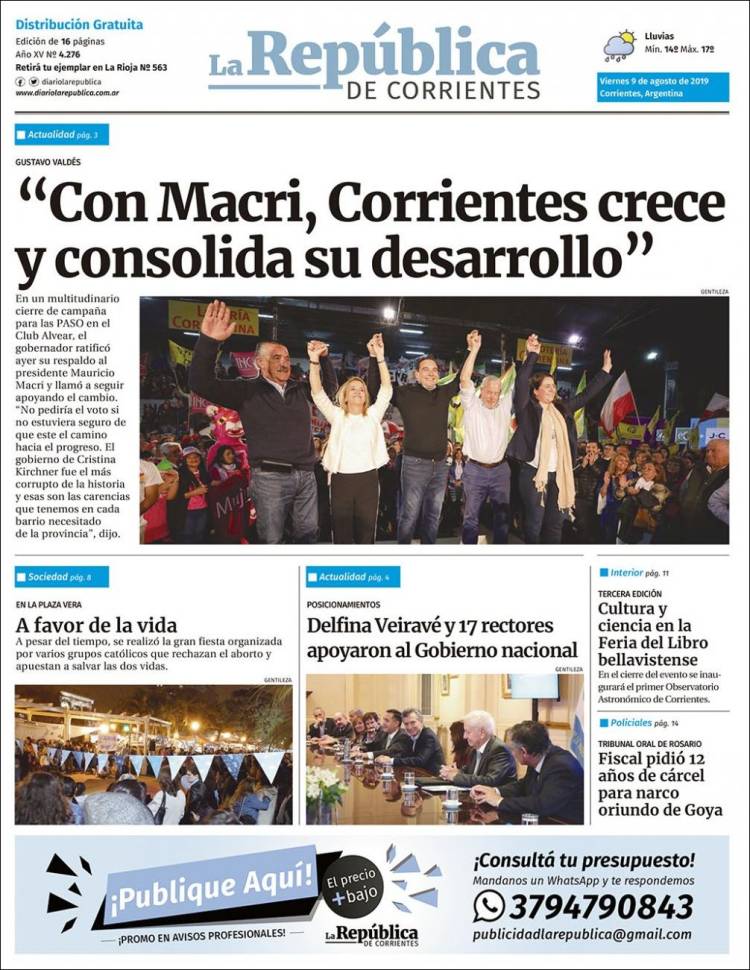 Portada de La República de Corrientes (Argentina)