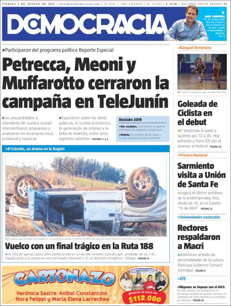 Portada de Diario Democracia (Argentina)