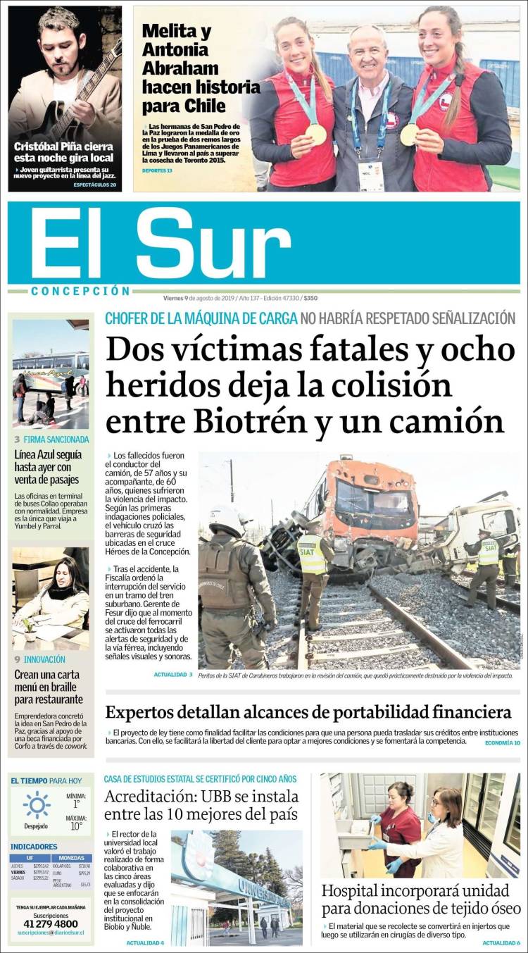 Portada de El Sur (Chile)