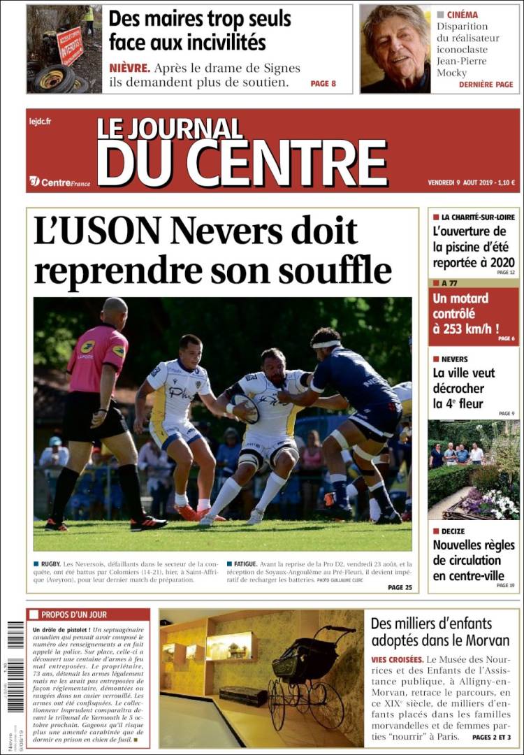 Portada de Le Journal du Centre (Francia)