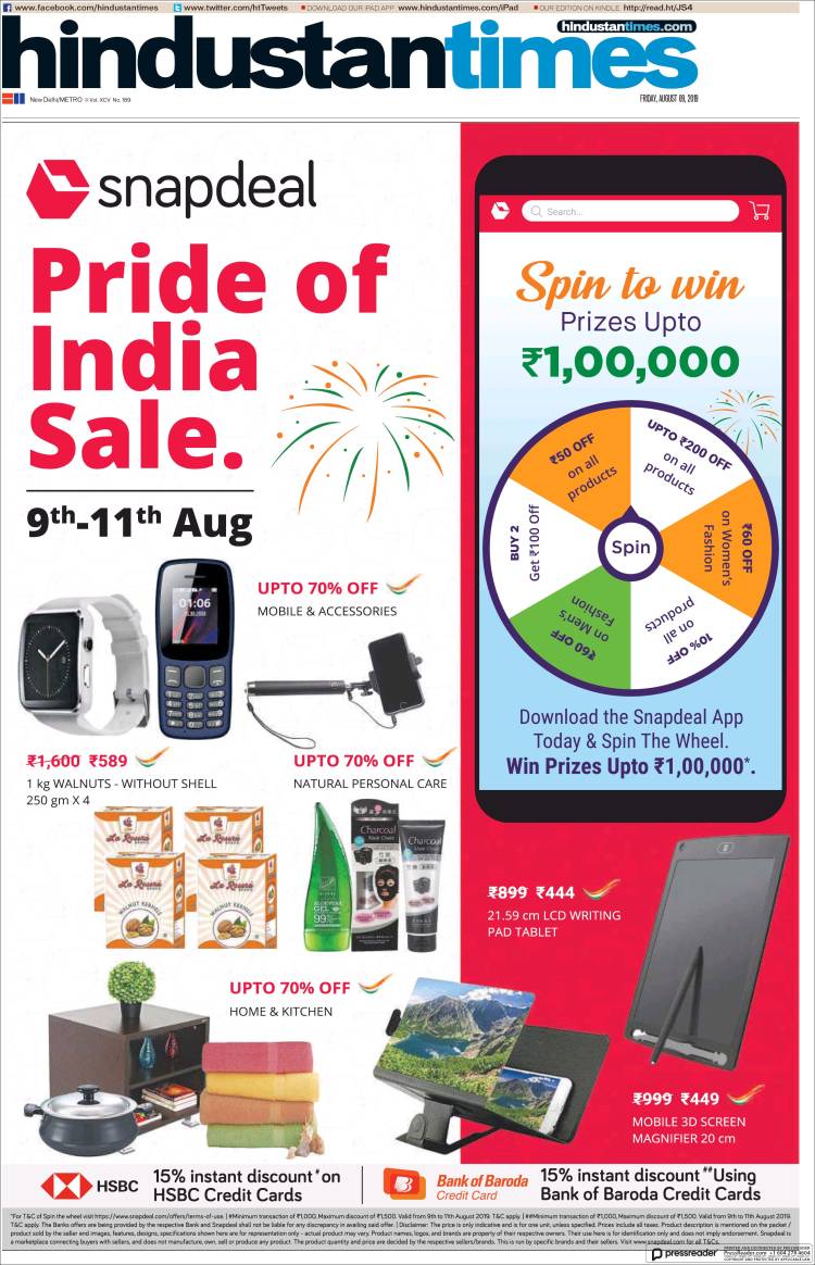 Portada de Hindustan Times (India)