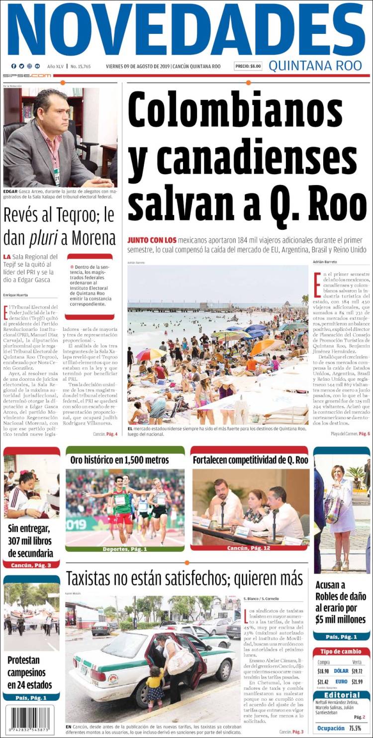 Portada de Novedades de Quintana Roo (M&eacute;xico)