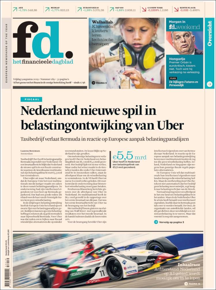 Portada de Het Financieele Dagblad (Pa&iacute;ses Bajos)