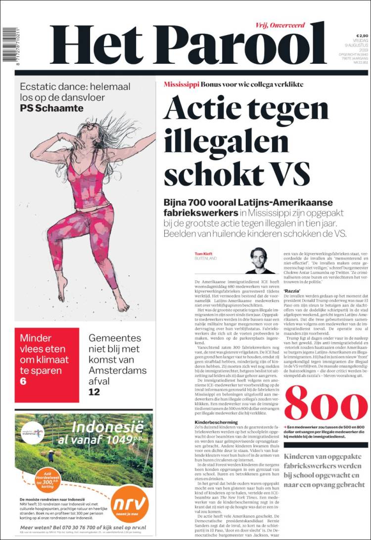 Portada de Het Parool (Pa&iacute;ses Bajos)