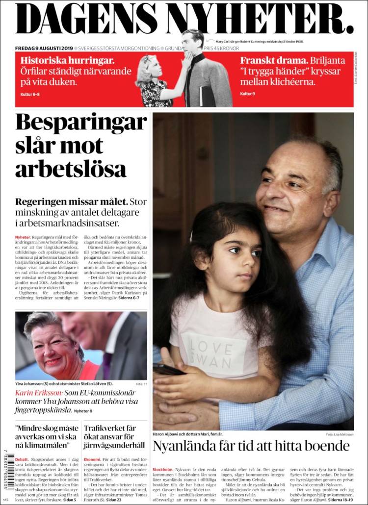 Portada de Dagens Nyheter (Suecia)