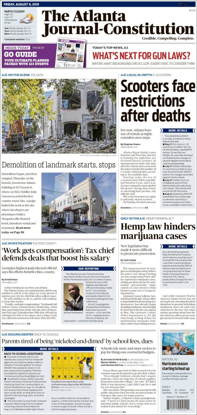 Portada de The Atlanta Journal-Constitution (USA)