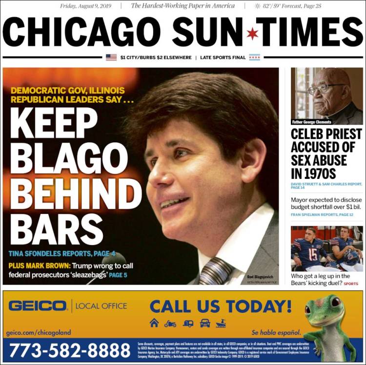 Portada de Chicago Sun-Times (États-Unis)