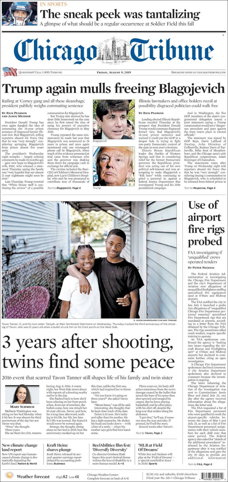 Portada de Chicago Tribune (USA)