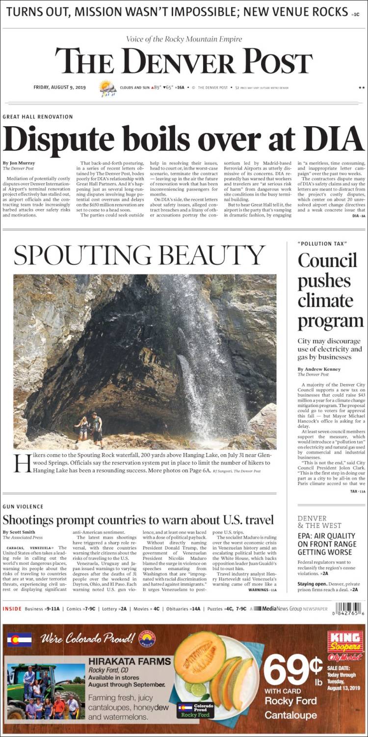 Portada de The Denver Post (USA)