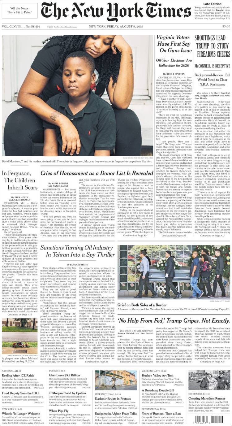 Portada de New York Times (États-Unis)