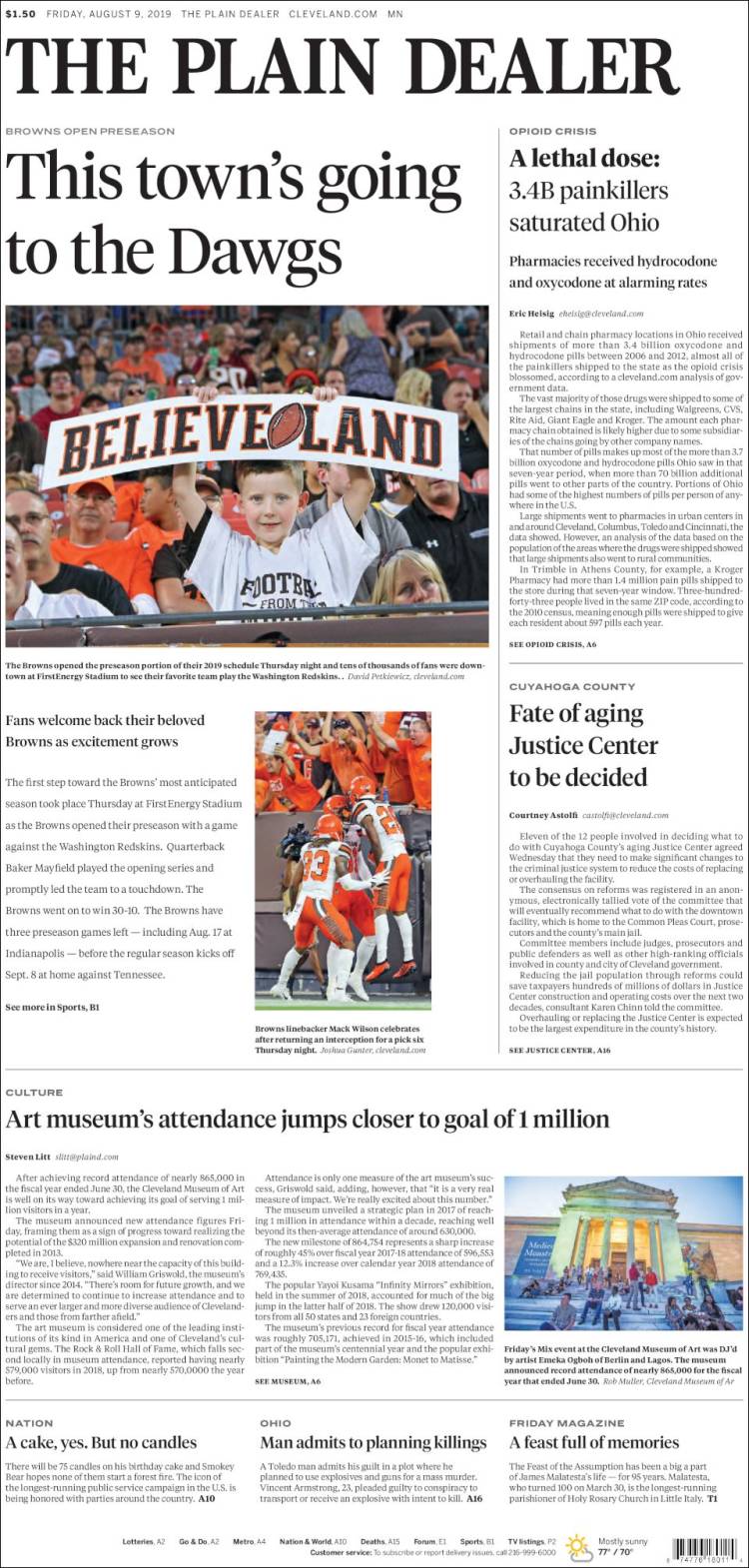 Portada de The Plain Dealer (USA)