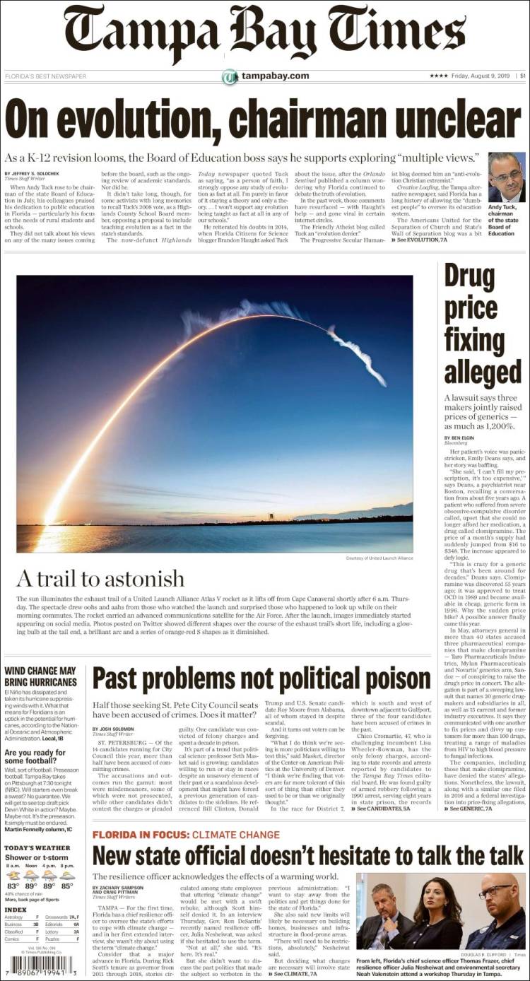 Portada de Tampa Bay Times (États-Unis)