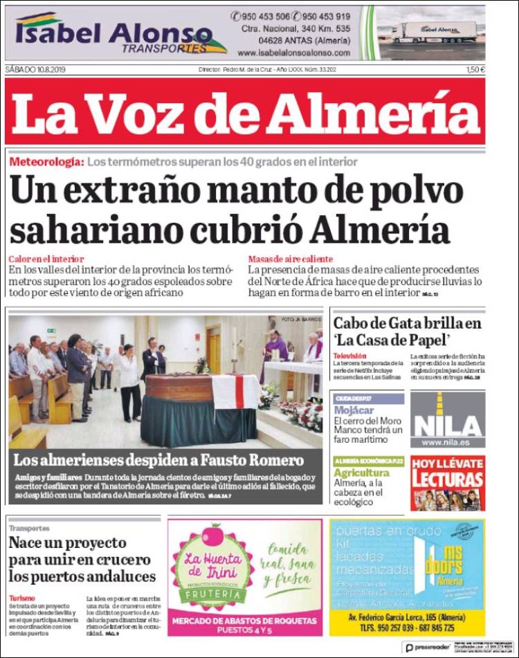 Portada de La Voz de Almería (España)