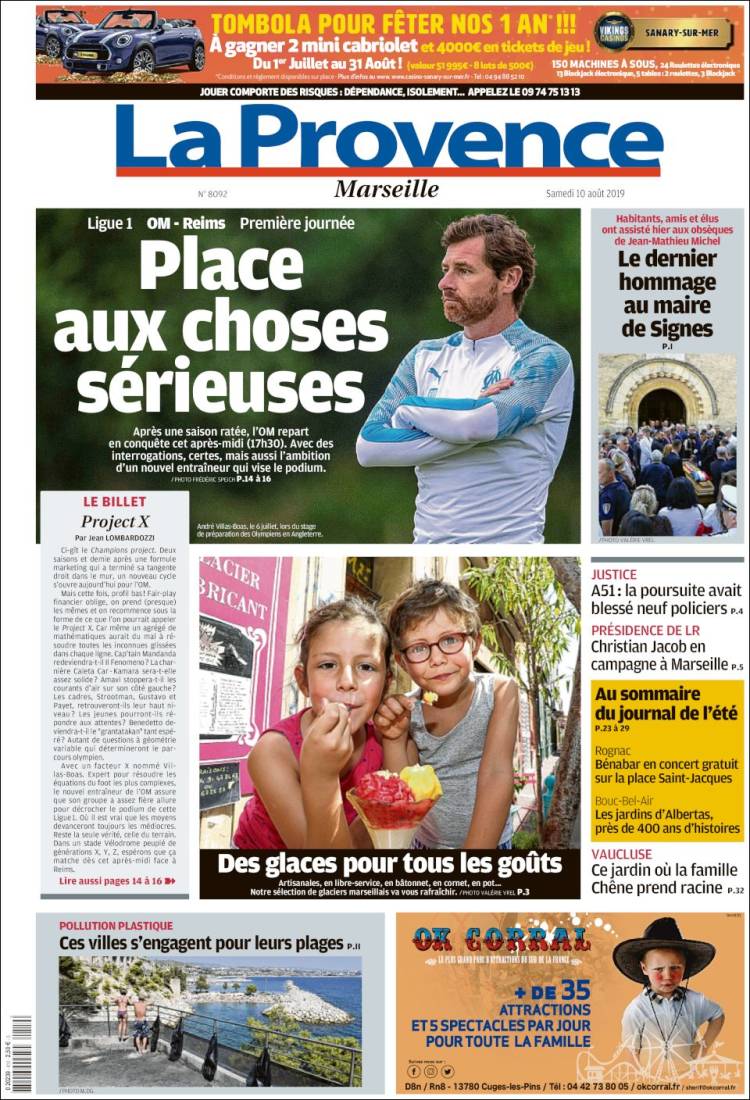 Journal La Provence (France). Les Unes des journaux de France. Édition