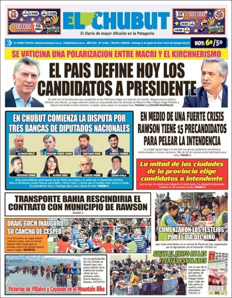 Portada de El Chubut (Argentina)