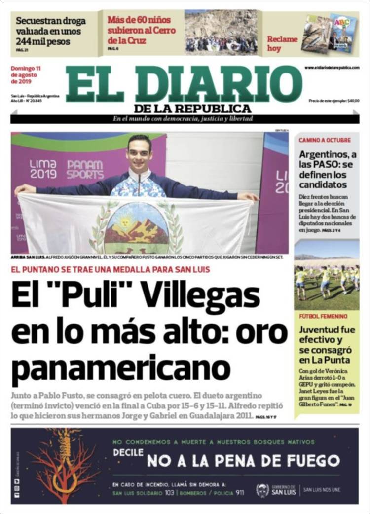 Portada de Diario de la República (Argentina)
