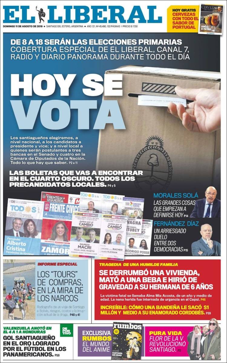 Portada de Diario El Liberal (Argentina)