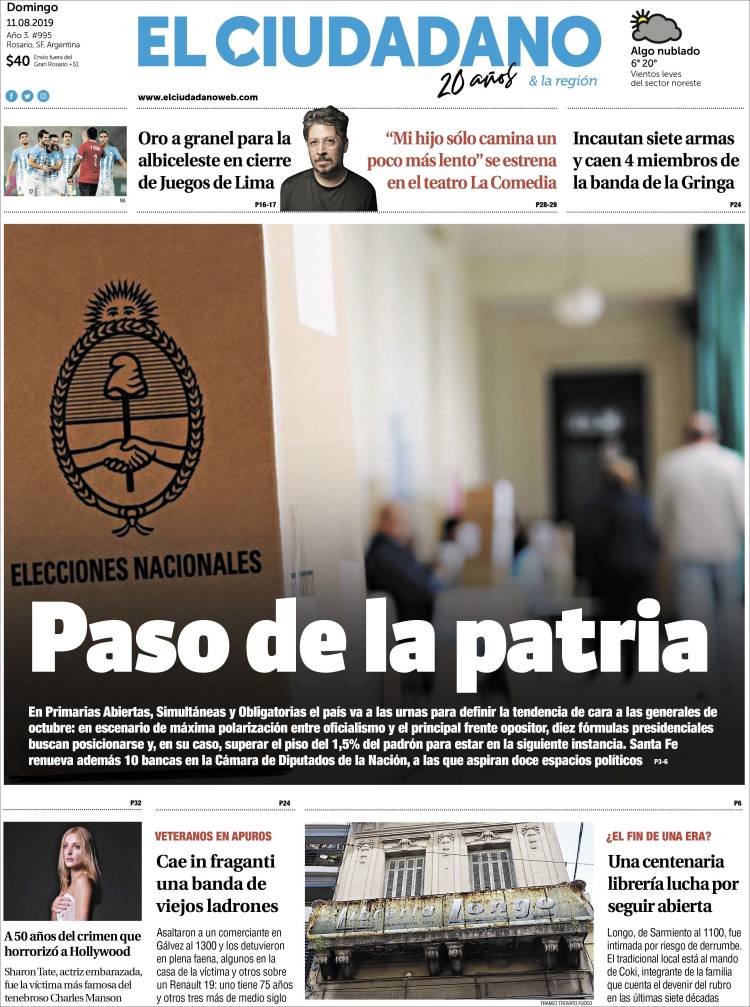 Portada de Diario El Ciudadano (Argentina)