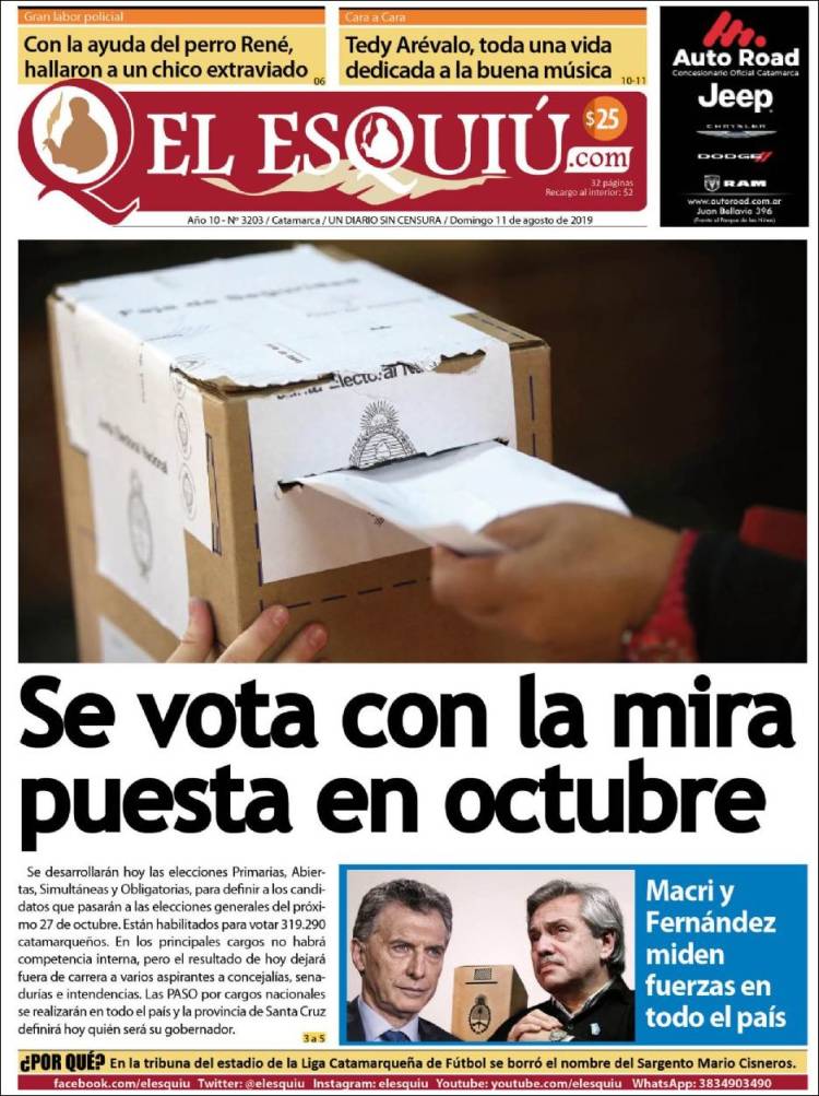 Portada de El Esquiu (Argentina)