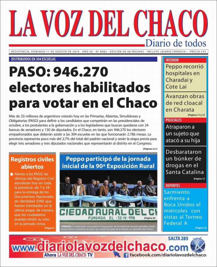Portada de La Voz del Chaco (Argentina)