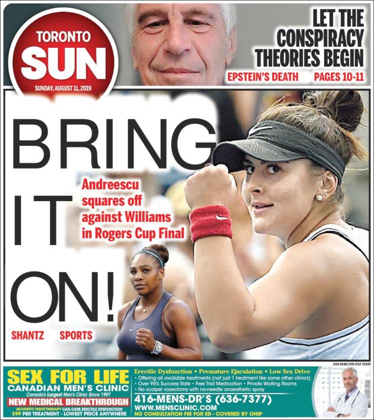 Portada de The Toronto Sun (Canada)