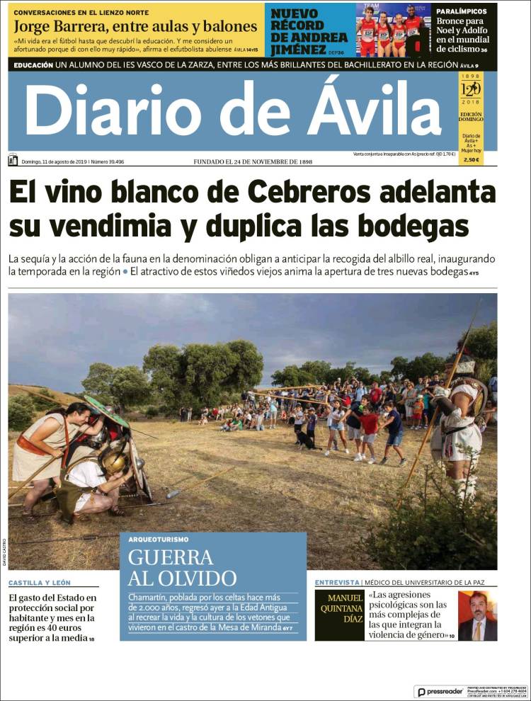 Portada de Diario de Ávila (España)