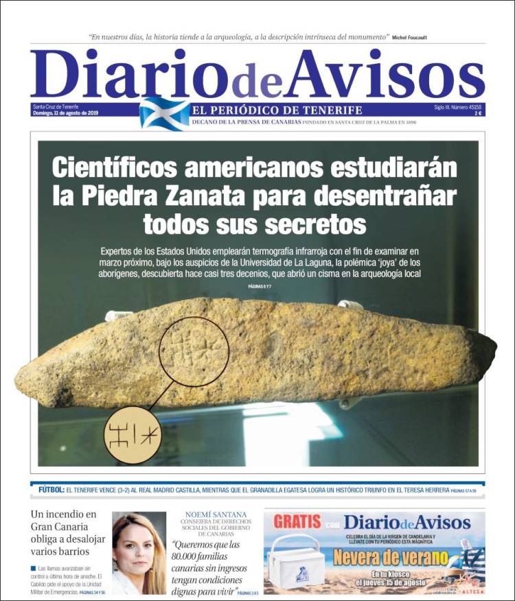 Portada de Diarios de Avisos (España)