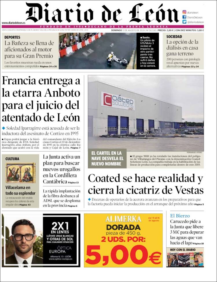 Portada de Diario de León (España)